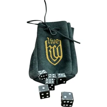 Peněženka Kingdom Come: Ručně šitý kožený měšec s kovanými kostkami (ČERNÝ)