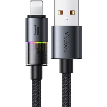 Datový kabel Mcdodo - Datový kabel (CA-8170) - s barevnými světly, USB-A na Lightning, 3A, 1,2 m - černý