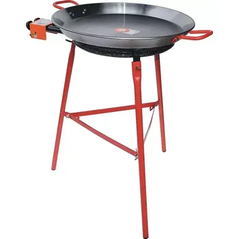 Vařič Set hořák L40 Paella 40 cm tři okruhy, stojan a pánev leštěná ocel 55 cm