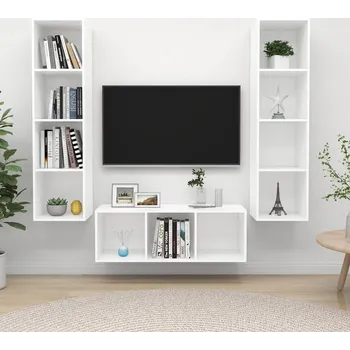 Obývací stěna vidaXL 3dílný set TV skříněk dřevotříska [3079754] Barva: Bílá