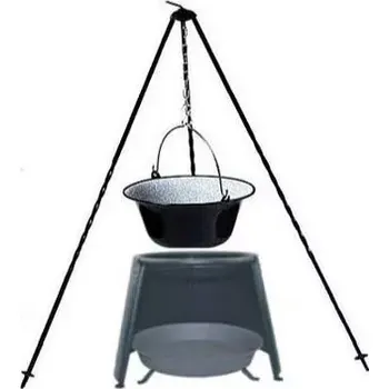 Outdoor vaření Trojnožka 1,25 m kotlík smalt 6 l, závětří 29 a ohniště