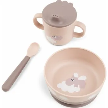 dětská jídelní sada DONE BY DEER Foodie První jídelní set Happy Clouds růžový