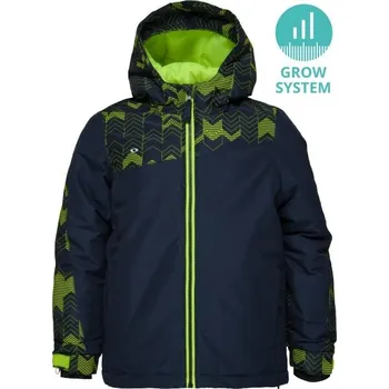 Rostoucí dětská lyžařská bunda LOAP CUSA GROW SYSTEM 146/152 Tmavě modrá, Reflexní neon