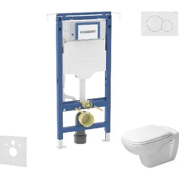 WC sada Geberit Duofix - Set předstěnové instalace, klozetu a sedátka Duravit D-Code, tlačítka Sigma01, Rimless, SoftClose, alpská bílá SANI11CP3101