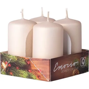 Dortová svíčka Emocio válec 4ks 40x75mm krémové matné svíčky