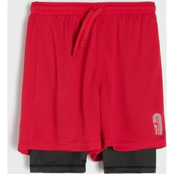 Pánské kraťasy Sinsay - Sportovní šortky s cyklistickými šortkami a reflexním potiskem Active - červená - 175GX-33X - 175GX-33X-134