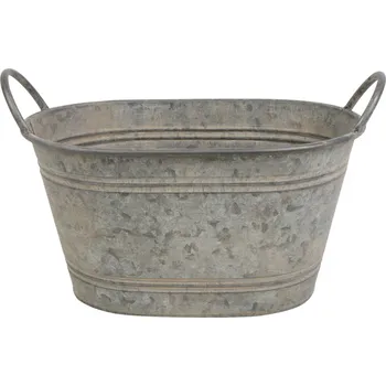 Květináč Oválný kovový květináč s uchy Lena L, 36,5 × 25 cm
