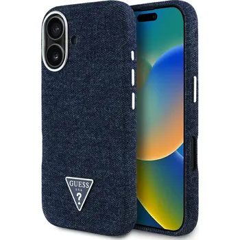 Pouzdro na mobilní telefon Guess - Denim Triangle Logo MagSafe (GUHMP16SRJFWTLB) - iPhone 16 - Modrá