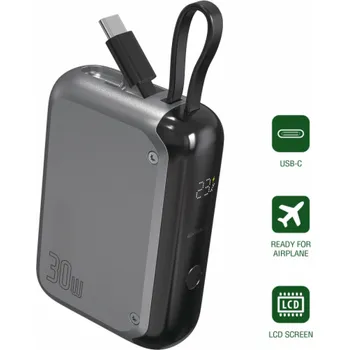 Powerbanka 4smarts Powerbank Pocket Dual Cord 10000mAh 22,5W, vesmírně šedá