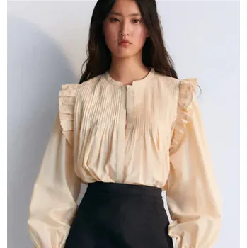 Dámská halenka THE NEW SOCIETY Dámská halenka Preveza - Macadamia Velikost: S