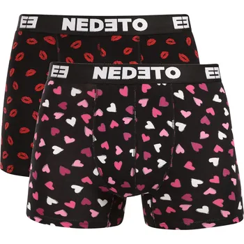 Pánské spodní prádlo 2PACK pánské boxerky Nedeto Kiss and Hearts vícebarevné (2NBVL01) XXL Možnost vrácení zboží ZDARMA do 120 dnů!