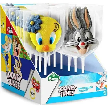 Bonbon Marshamllow lízátko Looney Tunes 45g cena za kartonové balení (Kartonové balení : 12 ks)