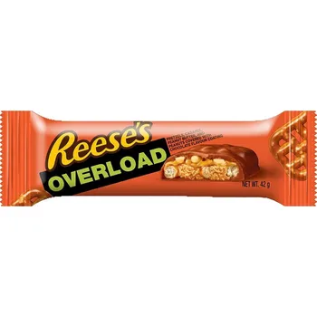 Čokoládová tyčinka Reese's Overload čokoládová tyčinka s arašídovým máslem, karamelem a preclíky 42 g