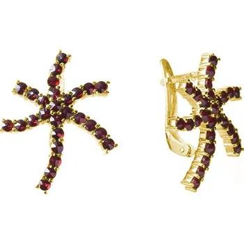 Náušnice Stříbrné náušnice s českým granátem, zlacené - hvězda Zapínání: puzeta