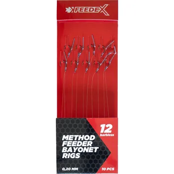 Rybářský háček Bezokrajové návazce Feedex Method Feeder Bayonet Rigs Barbles vel. 12
