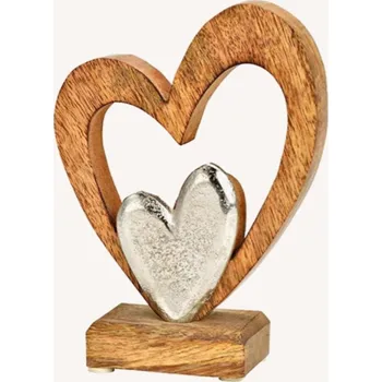 Srdíčka na dřevěném podstavci 17x13x5 cm