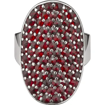 Prsten Stříbrný prsten s českým granátem, rhodiovaný - ovál Velikost: 58