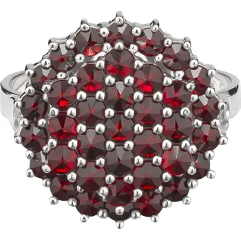 Prsten Stříbrný prsten s českým granátem, rhodiovaný - kruh Velikost: 55