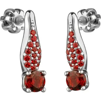 Náušnice Stříbrné náušnice s českým granátem, rhodiované Zapínání: puzeta