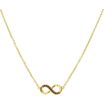 Náhrdelník Stříbrný náhrdelník s českým granátem, zlacený - nekonečno