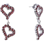 Stříbrné náušnice s českým granátem, rhodiované - srdce Zapínání: puzeta