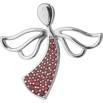 Přívěsek Stříbrný přívěsek s českým granátem, rhodiovaný - anděl