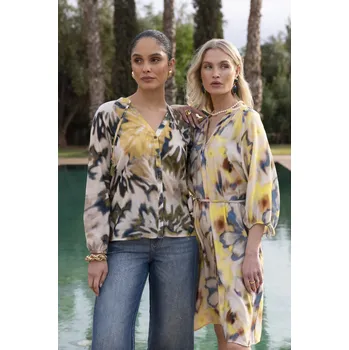 Dámská košile Geisha košile se vzorem zelená/okrová Velikost: XL