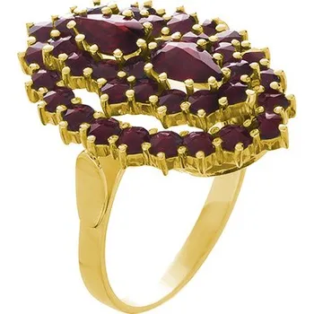 Prsten Stříbrný prsten s českým granátem, zlacený - ovál Velikost: 55