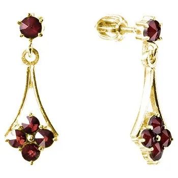 Náušnice Stříbrné náušnice s českým granátem, zlacené - kapka Zapínání: balónek