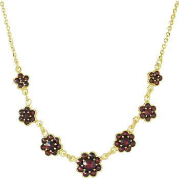 Náhrdelník Zlatý náhrdelník s českým granátem - květina