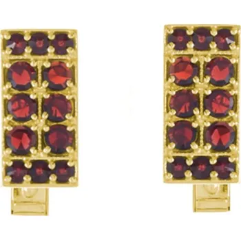 Manžetový knoflíček Stříbrné manžetové knoflíky s českým granátem, zlacené - obdélník