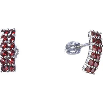 Náušnice Stříbrné náušnice s českým granátem, rhodiované - obdélník Zapínání: balónek