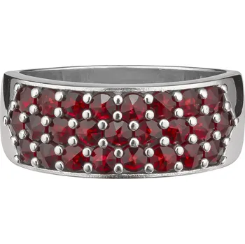 Prsten Stříbrný prsten s českým granátem, rhodiovaný - linka Velikost: 50
