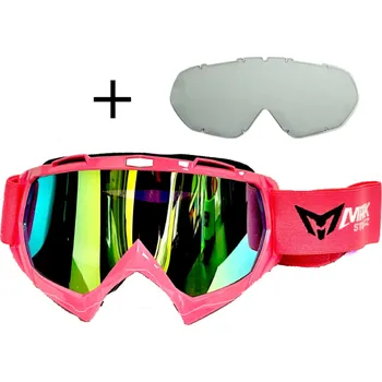 Motocyklové brýle RACING GOOGLE Růžové Cross/MTB brýle - zlaté+čiré sklo