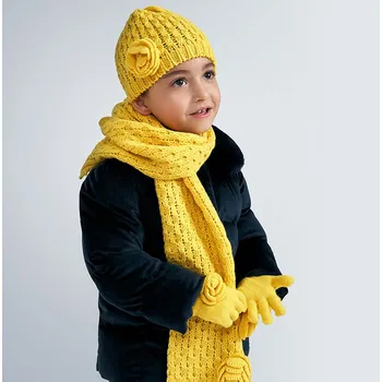 Čepice Mayoral Zimní set - čepice s nákrčníkem a rukavičky 10897 - 87 žlutá Rozměr: 162 (16 let)