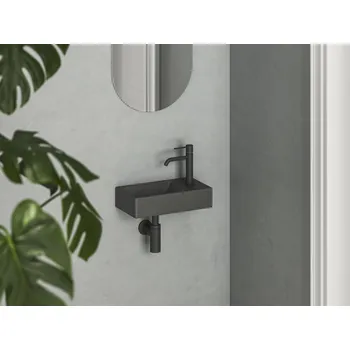 Umyvadlo Umývátko Veda Wall 40 P, s otvorem pro baterii, bez přepadu, antracit