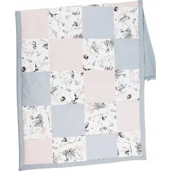 Přehoz na lůžko Narzuta na postel patchwork pivoňky starorůžová 180/220 cm 100% bavlna