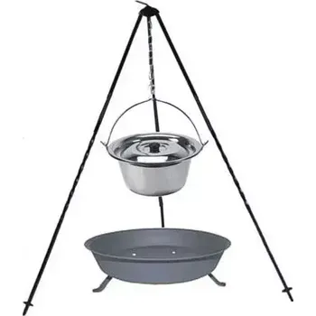 Outdoor vaření Trojnožka 1 m, kotlík s poklicí 10 l nerez, ohniště