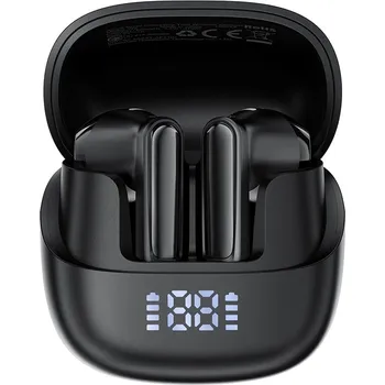 Sluchátka Acefast - Bezdrátová sluchátka (W2) - TWS, Bluetooth 5.4, 4-Mic ENC, IPX4, 400mAh, LED digitální displej, magnetický design - černá