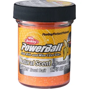Návnadová pasta a těsto Berkley Těsto Na Pstruhy Natural Glitter Troutbait Banana 50 g - Fluo Oranžová