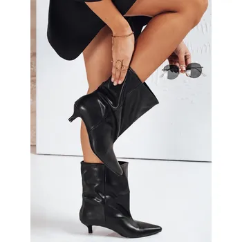 Dámské kozačky Dstreet Dámské široké kozačky na mini podpatku ZY1200 Barva: Černá, Velikost: 37