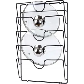 Věšák DRŽÁK / VĚŠÁK NA POKLICE, KOVOVÝ, ČERNÝ, KUCHYŇSKÝ ORGANIZÉR NA ZEĎ / DVEŘE