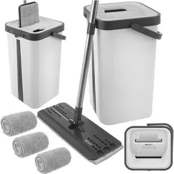 mop Praktický plochý mop + kbelík 11 litrů – dvoukomorový s příslušenstvím