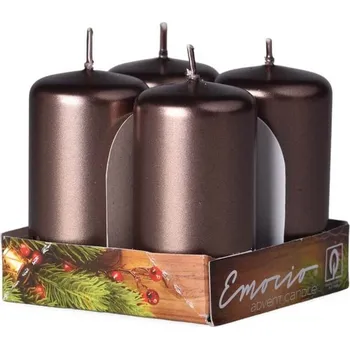 Dortová svíčka Emocio válec 4ks 40x75mm hnědé metalik svíčky
