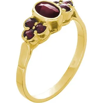 Prsten Stříbrný prsten s českým granátem, zlacený - ovál Velikost: 50