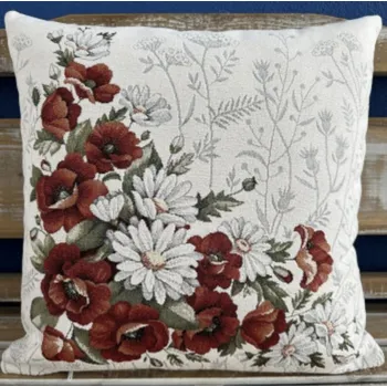 Povlečení Tegatex Gobelínový povlak na polštář chenille - vlčí mák a kopretina