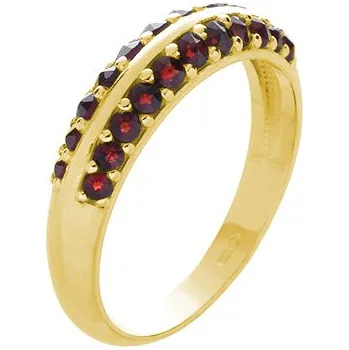 Prsten Stříbrný prsten s českým granátem, zlacený - linka Velikost: 56