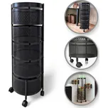 AKCE Otočný regál na kolečkách ROUND SZ33 s 5 košíky, černý II. jakost