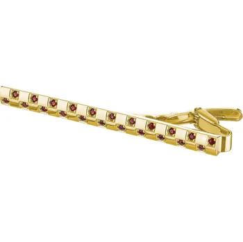 Spona na kravatu Stříbrná kravatová spona s českým granátem, zlacená