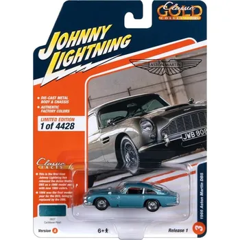autíčko Aston Martin DB5 1966 modrý 1:64 - Johnny Lightning Aston Martin DB5 - kovový model